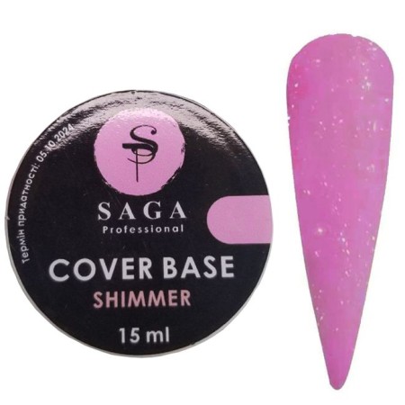 Камуфлююча база Saga Cover Base Shimmer №5 (яскраво-рожевий з шиммером) 15 мл